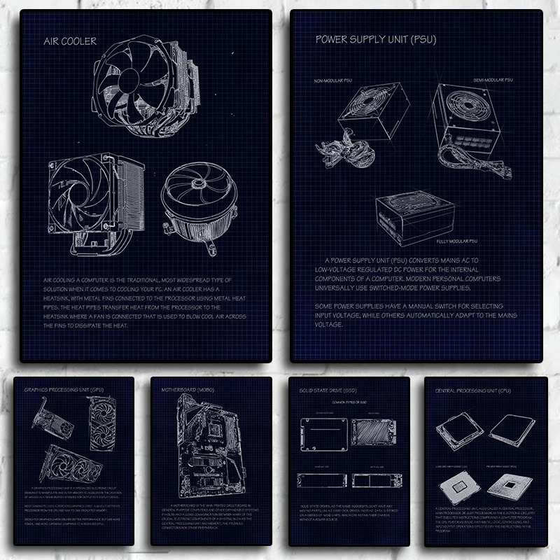 Retro Gaming Life - Постеры-принты на холсте «Geek Blueprint» для